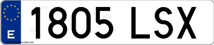 Ejemplo de matrícula de coche ordinaria 1805 LSX
