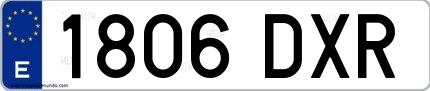 Ejemplo de matrícula española 1806 DXR