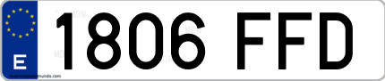 Ejemplo de matrícula de coche ordinaria 1806 FFD