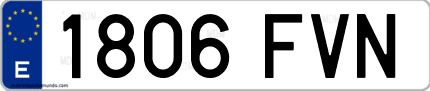 Ejemplo de matrícula de coche ordinaria 1806 FVN
