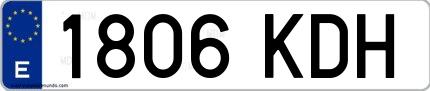 Ejemplo de matrícula de coche ordinaria 1806 KDH