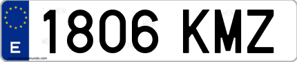 Ejemplo de matrícula de coche ordinaria 1806 KMZ