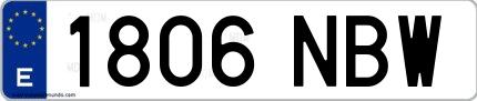Ejemplo de matrícula española 1806 NBW