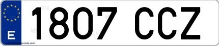 Ejemplo de matrícula española 1807 CCZ