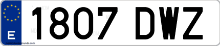 Ejemplo de matrícula de coche ordinaria 1807 DWZ