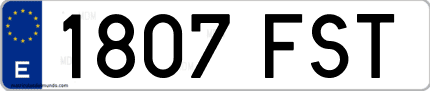Ejemplo de matrícula de coche ordinaria 1807 FST