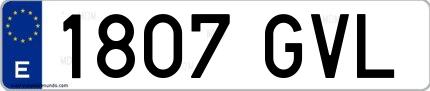 Ejemplo de matrícula española 1807 GVL