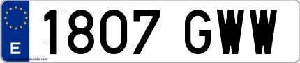 Ejemplo de matrícula española 1807 GWW