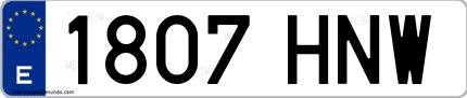 Ejemplo de matrícula española 1807 HNW