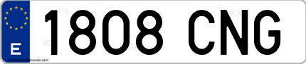 Ejemplo de matrícula de coche ordinaria 1808 CNG