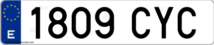 Ejemplo de matrícula de coche ordinaria 1809 CYC