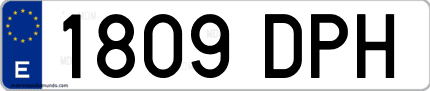Ejemplo de matrícula de coche ordinaria 1809 DPH