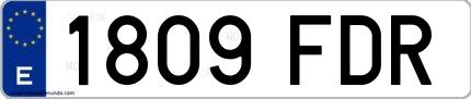 Ejemplo de matrícula española 1809 FDR