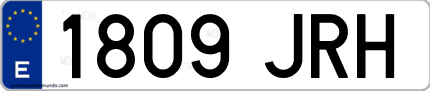 Ejemplo de matrícula de coche ordinaria 1809 JRH
