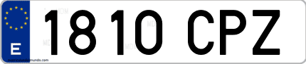 Ejemplo de matrícula de coche ordinaria 1810 CPZ