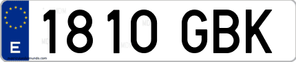 Ejemplo de matrícula de coche ordinaria 1810 GBK