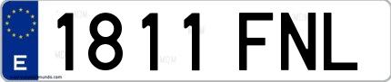 Ejemplo de matrícula española 1811 FNL