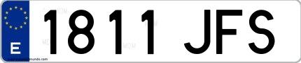 Ejemplo de matrícula de coche ordinaria 1811 JFS