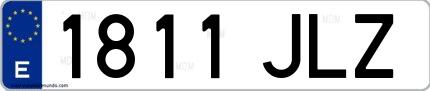Ejemplo de matrícula española 1811 JLZ