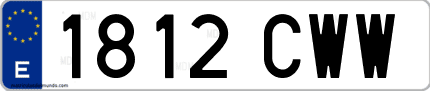 Ejemplo de matrícula de coche ordinaria 1812 CWW