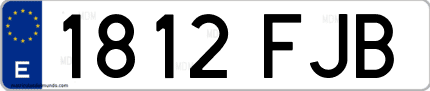 Ejemplo de matrícula de coche ordinaria 1812 FJB