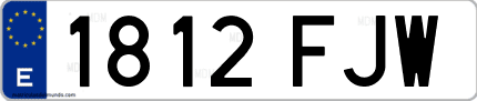 Ejemplo de matrícula de coche ordinaria 1812 FJW