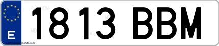 Ejemplo de matrícula española 1813 BBM