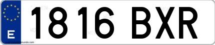 Ejemplo de matrícula española 1816 BXR