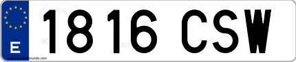 Ejemplo de matrícula de coche ordinaria 1816 CSW