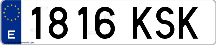 Ejemplo de matrícula de coche ordinaria 1816 KSK