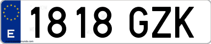 Ejemplo de matrícula de coche ordinaria 1818 GZK