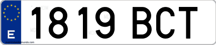 Ejemplo de matrícula de coche ordinaria 1819 BCT