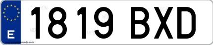 Ejemplo de matrícula española 1819 BXD