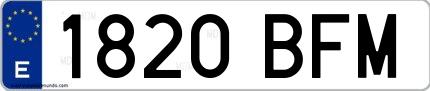 Ejemplo de matrícula española 1820 BFM