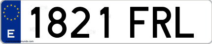 Ejemplo de matrícula de coche ordinaria 1821 FRL