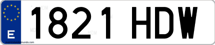 Ejemplo de matrícula de coche ordinaria 1821 HDW