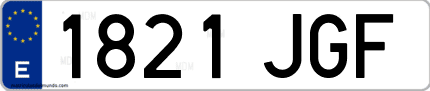 Ejemplo de matrícula de coche ordinaria 1821 JGF