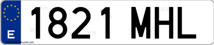 Ejemplo de matrícula de coche ordinaria 1821 MHL