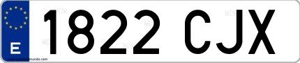 Ejemplo de matrícula española 1822 CJX