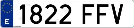 Ejemplo de matrícula española 1822 FFV