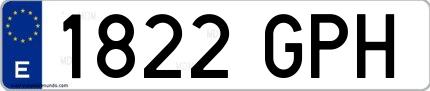 Ejemplo de matrícula española 1822 GPH