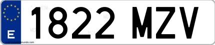 Ejemplo de matrícula española 1822 MZV