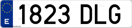 Ejemplo de matrícula de coche ordinaria 1823 DLG