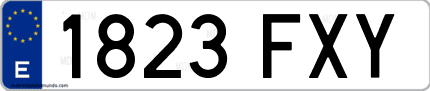 Ejemplo de matrícula de coche ordinaria 1823 FXY