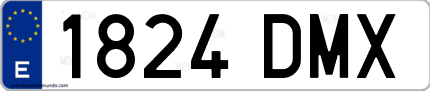 Ejemplo de matrícula de coche ordinaria 1824 DMX