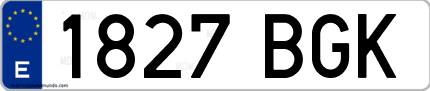 Ejemplo de matrícula de coche ordinaria 1827 BGK