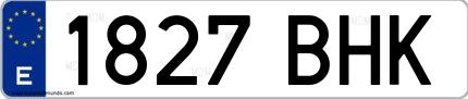 Ejemplo de matrícula de coche ordinaria 1827 BHK