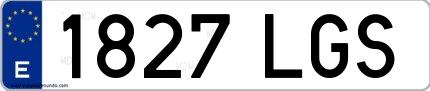 Ejemplo de matrícula de coche ordinaria 1827 LGS
