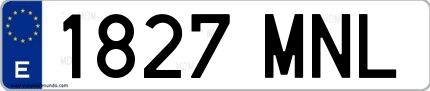 Ejemplo de matrícula española 1827 MNL
