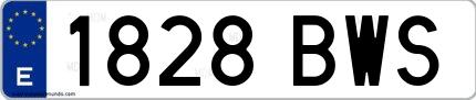 Ejemplo de matrícula de coche ordinaria 1828 BWS